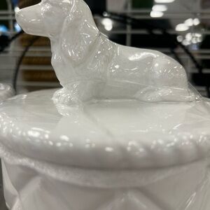 White Ceramic Dog Canister